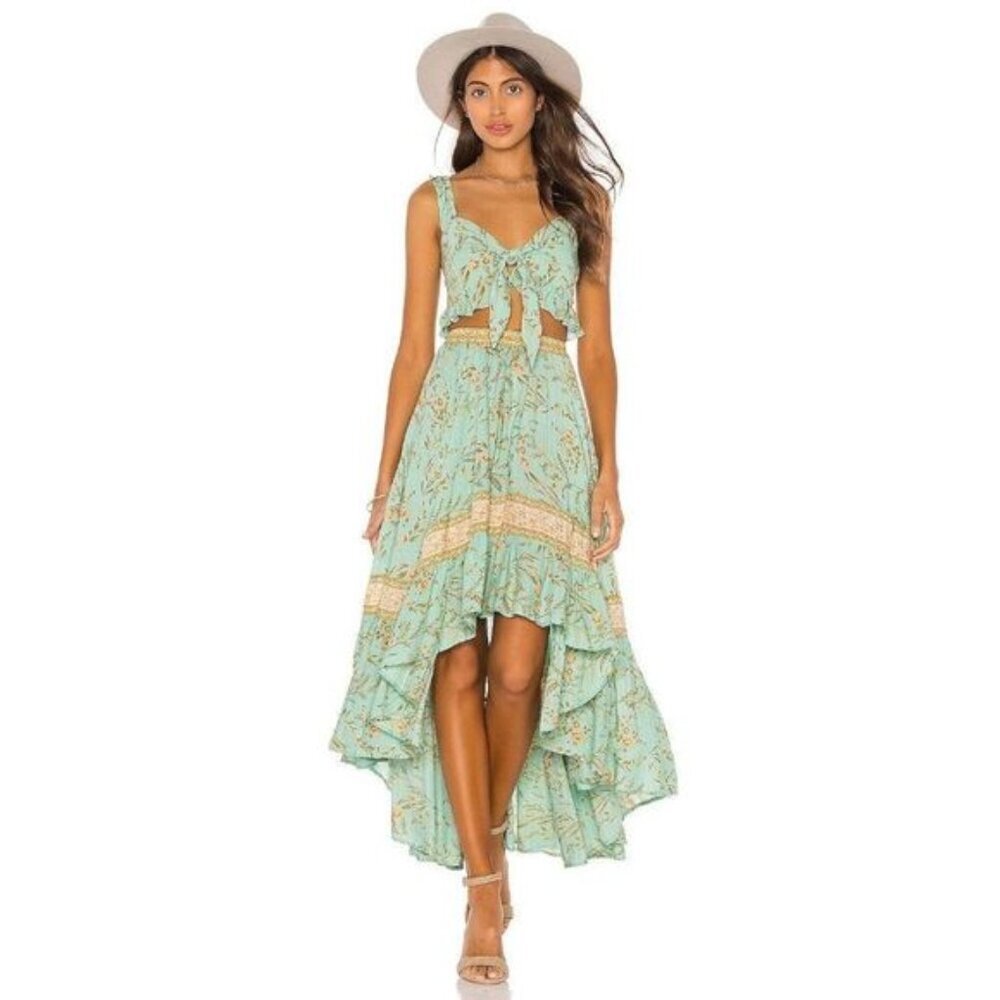 Spell‎ Gypsy  Maisie Vintage Turquoise Top High low Skirt Set Size Small
